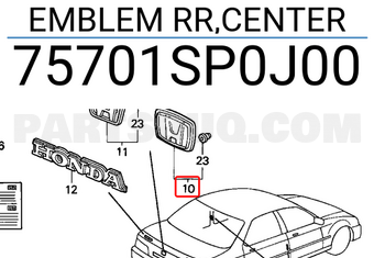 Honda 75701SP0J00 EMBLEM RR,CENTER
