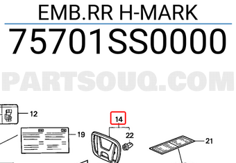 Honda 75701SS0000 EMB.RR H-MARK