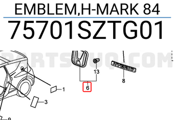 Honda 75701SZTG01 EMBLEM,H-MARK 84