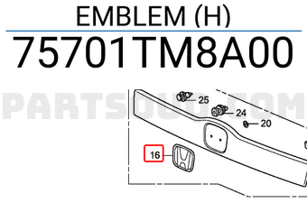 Honda 75701TM8A00 EMBLEM (H)