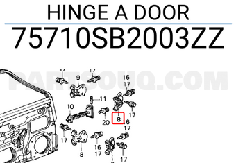Honda 75710SB2003ZZ HINGE A DOOR
