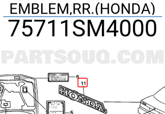 Honda 75711SM4000 EMBLEM,RR.(HONDA)