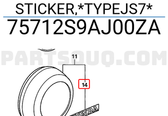 Honda 75712S9AJ00ZA STICKER,*TYPEJS7*