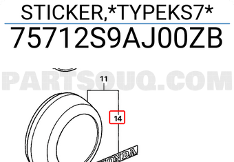 Honda 75712S9AJ00ZB STICKER,*TYPEKS7*