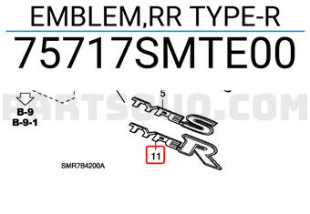 Honda 75717SMTE00 EMBLEM,RR TYPE-R