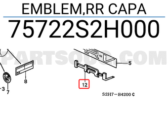 Honda 75722S2H000 EMBLEM,RR CAPA