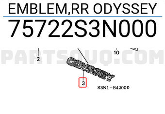 Honda 75722S3N000 EMBLEM,RR ODYSSEY