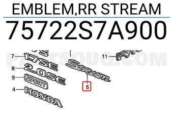 Honda 75722S7A900 EMBLEM,RR STREAM