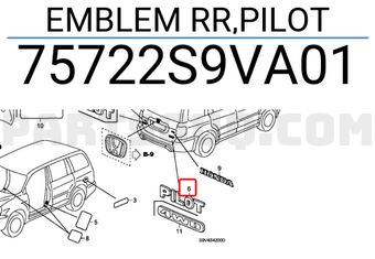 Honda 75722S9VA01 EMBLEM RR,PILOT