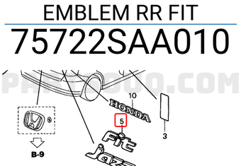 Honda 75722SAA010 EMBLEM RR FIT