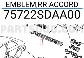 Honda 75722SDAA00 EMBLEM,RR ACCORD