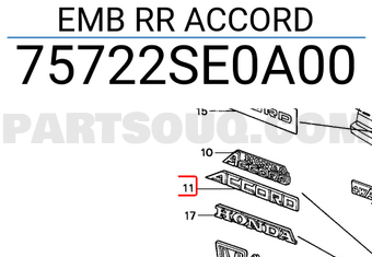 Honda 75722SE0A00 EMB RR ACCORD