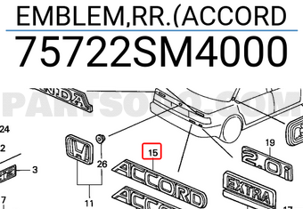 Honda 75722SM4000 EMBLEM,RR.(ACCORD