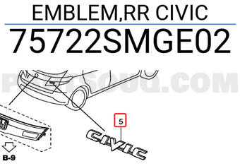 Honda 75722SMGE02 EMBLEM,RR CIVIC