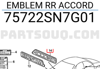 Honda 75722SN7G01 EMBLEM RR ACCORD