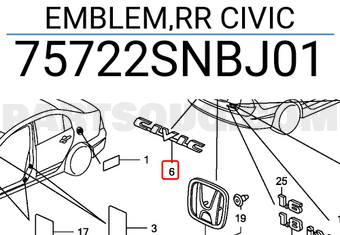 Honda 75722SNBJ01 EMBLEM,RR CIVIC