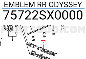 Honda 75722SX0000 EMBLEM RR ODYSSEY