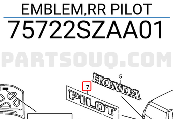 Honda 75722SZAA01 EMBLEM,RR PILOT