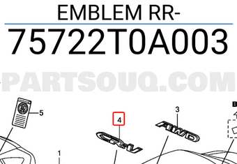 Honda 75722T0A003 EMBLEM RR