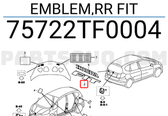 Honda 75722TF0004 EMBLEM,RR FIT