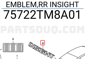 Honda 75722TM8A01 EMBLEM,RR INSIGHT