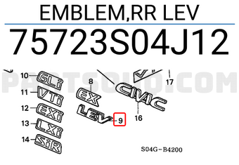 Honda 75723S04J12 EMBLEM,RR LEV