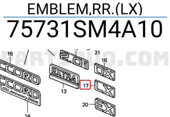 Honda 75731SM4A10 EMBLEM,RR.(LX)