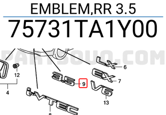Honda 75731TA1Y00 EMBLEM,RR 3.5