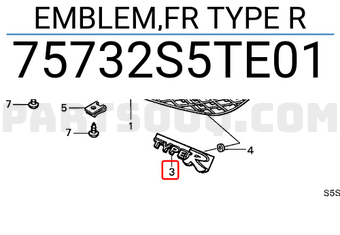 Honda 75732S5TE01 EMBLEM,FR TYPE R