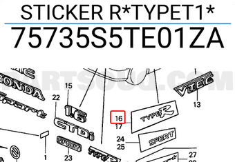 Honda 75735S5TE01ZA STICKER R*TYPET1*