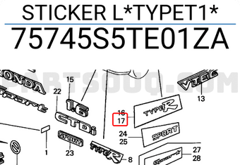 Honda 75745S5TE01ZA STICKER L*TYPET1*