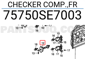 Honda 75750SE7003 CHECKER COMP.,FR