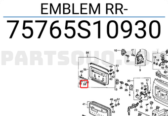 Honda 75765S10930 EMBLEM RR