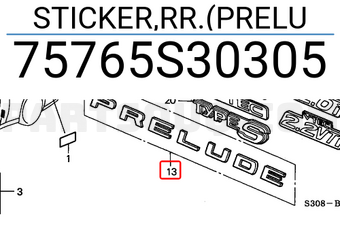 Honda 75765S30305 STICKER,RR.(PRELU