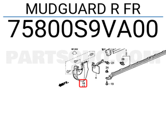 Honda 75800S9VA00 MUDGUARD R FR