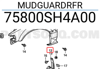 Honda 75800SH4A00 MUDGUARDRFR