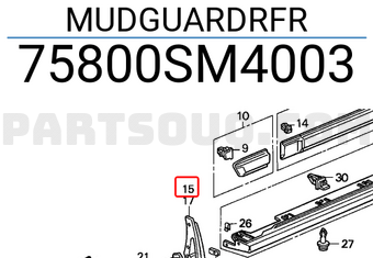 Honda 75800SM4003 MUDGUARDRFR