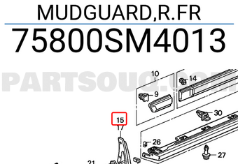 Honda 75800SM4013 MUDGUARD,R.FR