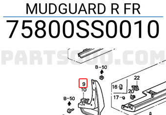 Honda 75800SS0010 MUDGUARD R FR