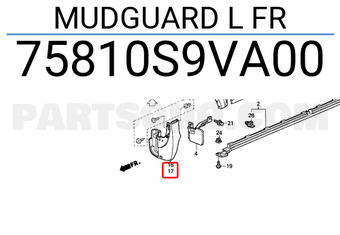 Honda 75810S9VA00 MUDGUARD L FR