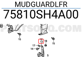 Honda 75810SH4A00 MUDGUARDLFR