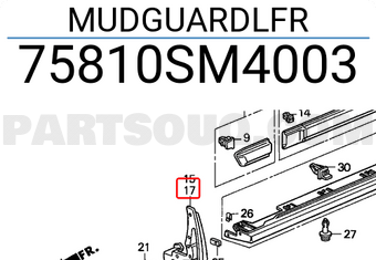Honda 75810SM4003 MUDGUARDLFR