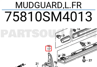 Honda 75810SM4013 MUDGUARD,L.FR