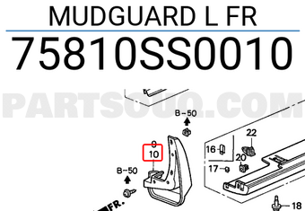 Honda 75810SS0010 MUDGUARD L FR