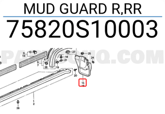 Honda 75820S10003 MUD GUARD R,RR