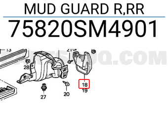 Honda 75820SM4901 MUD GUARD R,RR