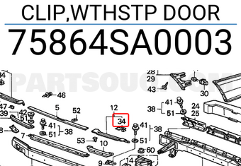 Honda 75864SA0003 CLIP,WTHSTP DOOR