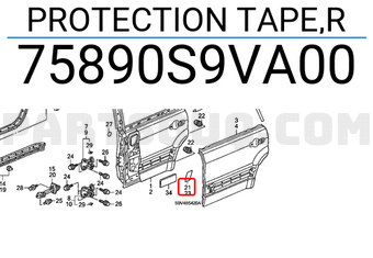 Honda 75890S9VA00 PROTECTION TAPE,R