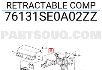Honda 76131SE0A02ZZ RETRACTABLE COMP