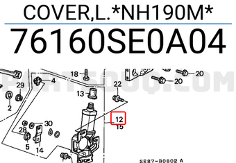 Honda 76160SE0A04 COVER,L.*NH190M*
